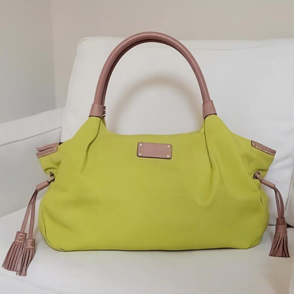 Vtg Kate Spade Stevie Bag Lime Neon Green Nylon Y2K LIKE NEW